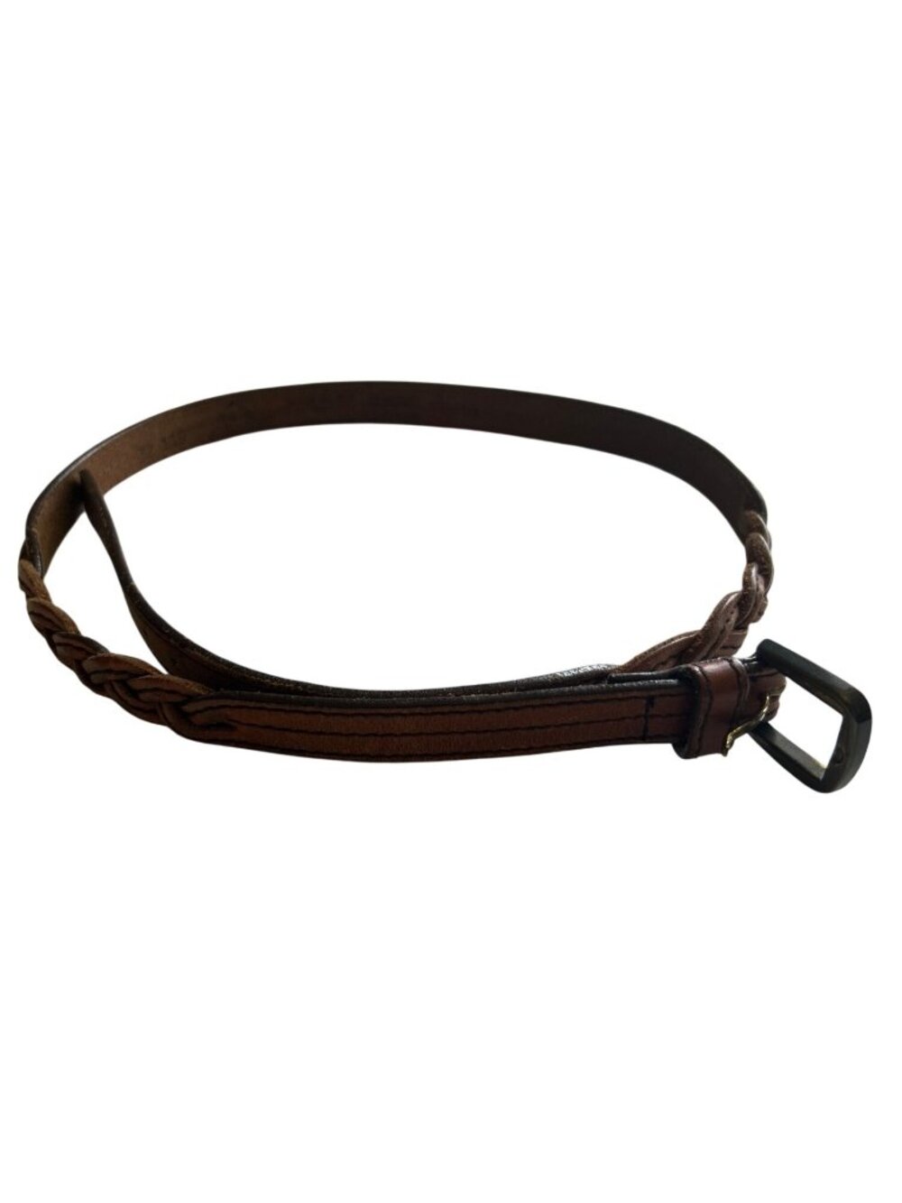 Vtg Jordache Brown Braided Genuine Leather Belt With Metal Buckle Made In USA